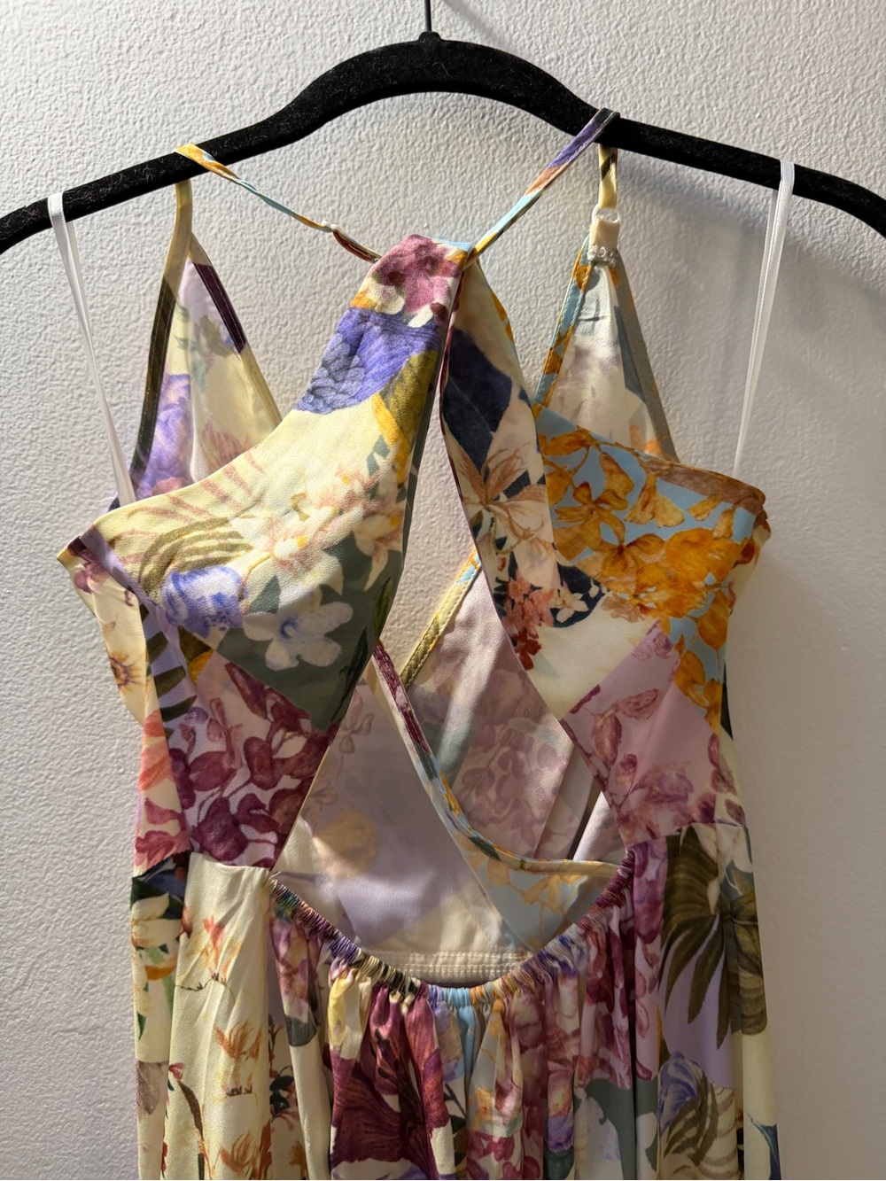 SHEIN Floral Patchwork Maxi Dress in Yellow, Purple, Blue - Picture 3 of 5